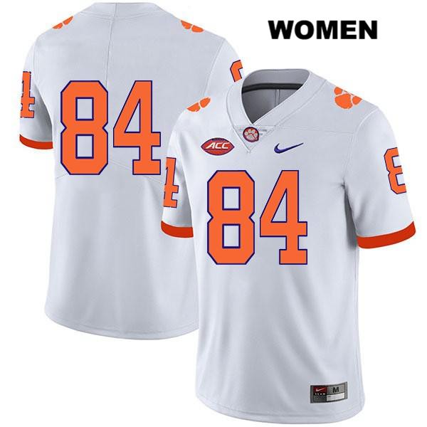 Women's Clemson Tigers #84 Davis Allen Stitched White Legend Authentic Nike No Name NCAA College Football Jersey WHG1546LR
